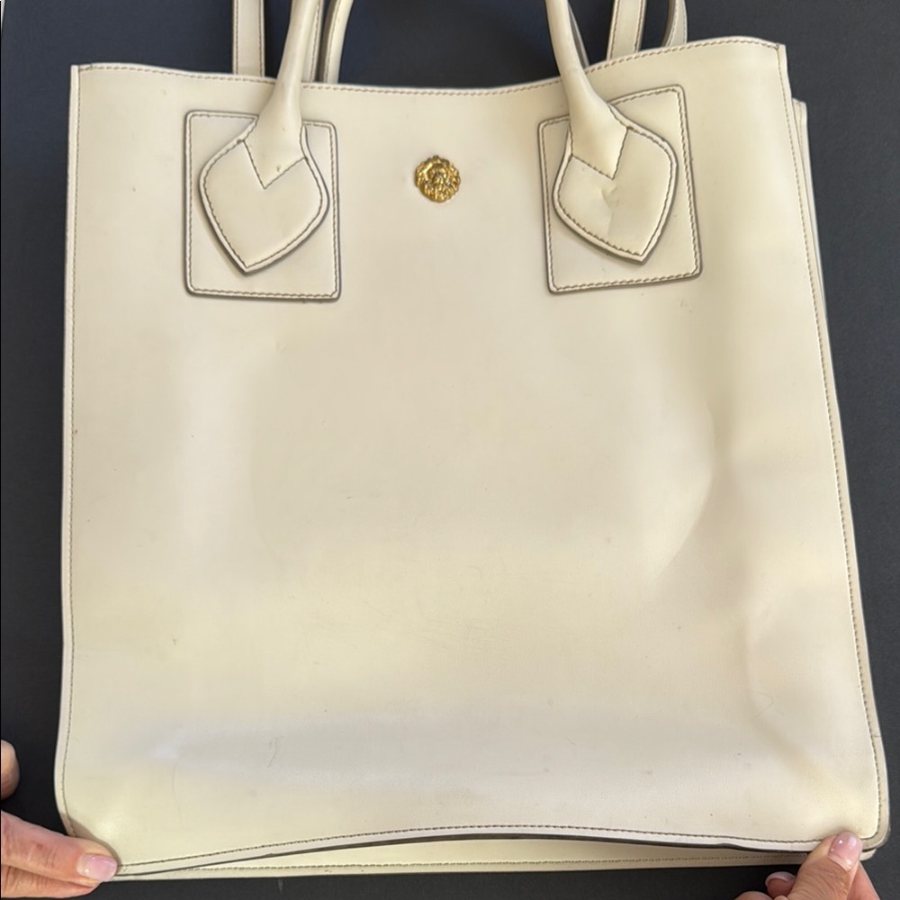 ANNE KLEIN Cream Women’s Leather Tote Bag